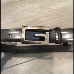 GUCCI VINTAGE LOGO DARK BROWN LEATHER BELT, 1004